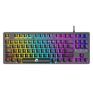 Teclado retroiluminado RGB con cable de 87 teclas portátil, teclado para juegos de ordenador para jugar en el trabajo de dos colores con interfaz USB, nuevo producto - Product Image 1