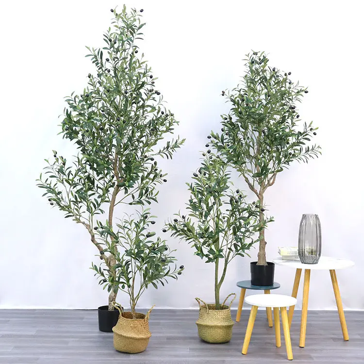 Groothandel Grote Zijden Faux Olijf Plant Bomen Bonsai Kleine Groene Nep Dwerg Boom Indoor Decor Zoete Kunstmatige Olijfboom Voor koop