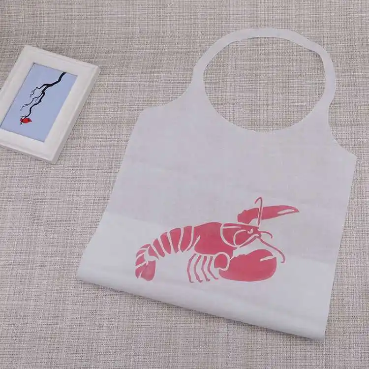Tabliers en forme de crabe jetables avec Logo personnalisé pour adulte, bavoir confortable pour Restaurant et fruits de mer, pièces