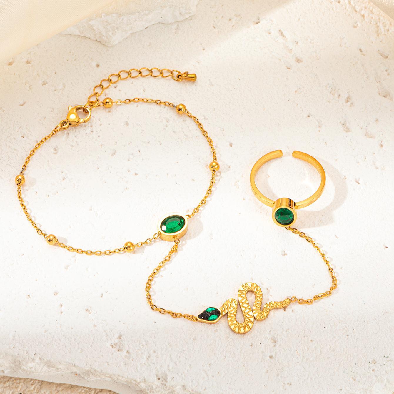 Bracelet type mitaine serpents simulés en acier titane