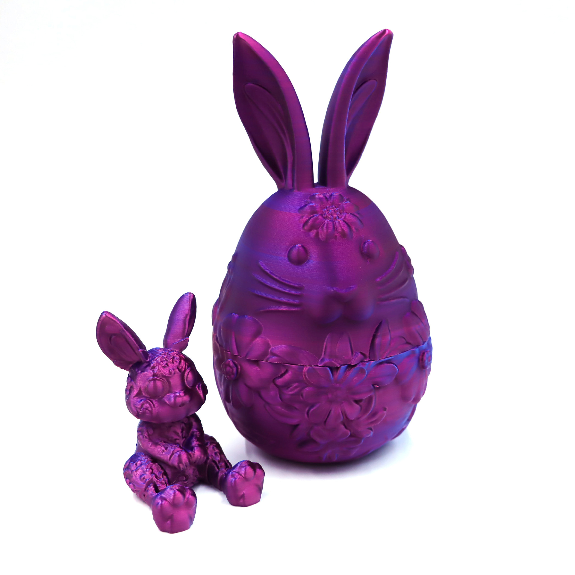 Hinged Rabbit 15.2cm Sunflower Rabbit Egg - Red and Blue Gradient