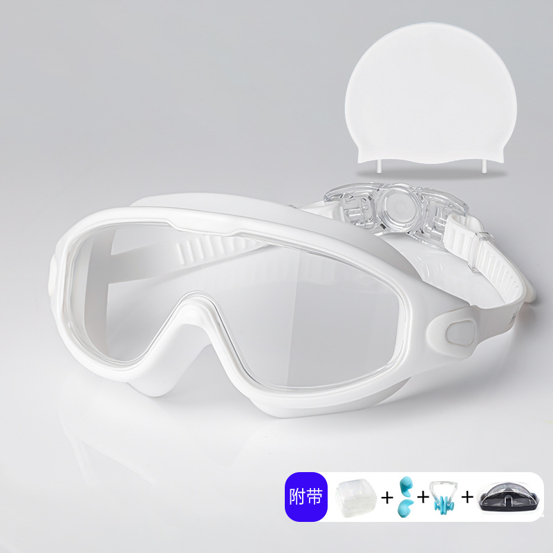 Ensemble de lunettes de natation et bonnet de bain blancs