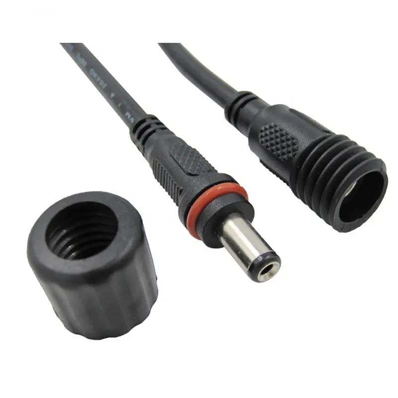 2.1 2.5 mm 20AWG 22AWG IP65 waterproof wire male female connector DC plug