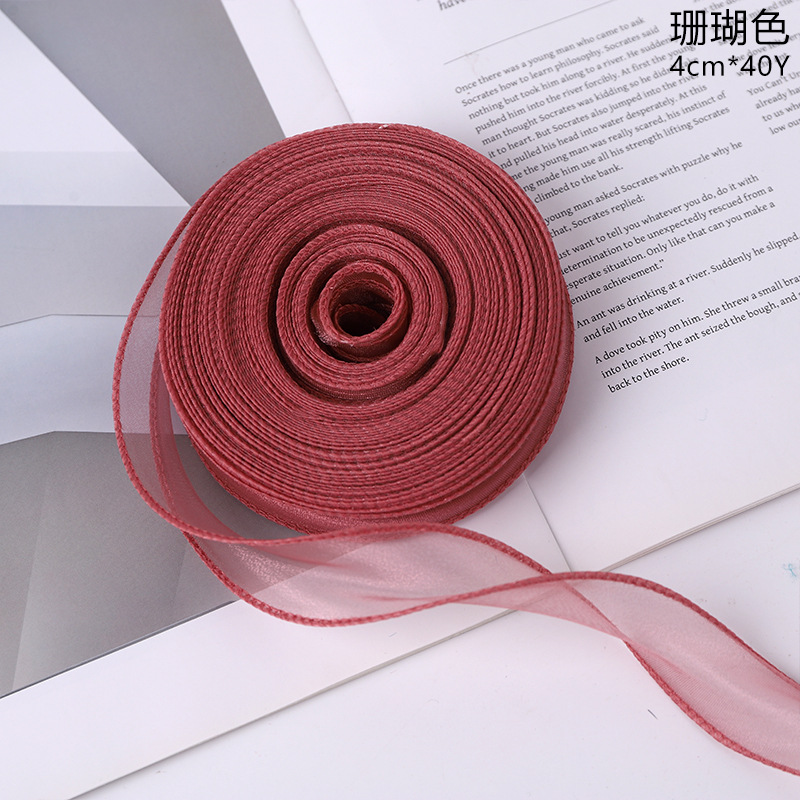 Couleur corail 4 cm * 40 yards (livraison en boîte complète disponible)