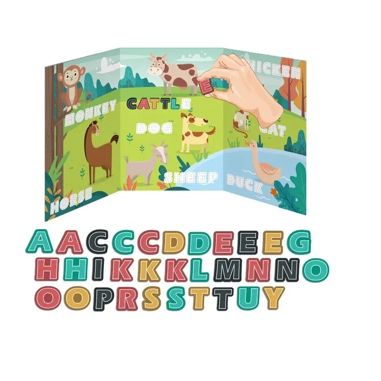 Inglês ornamentação animal palavras reconhecimento vocabulário quebra-cabeça magnético brinquedos para crianças