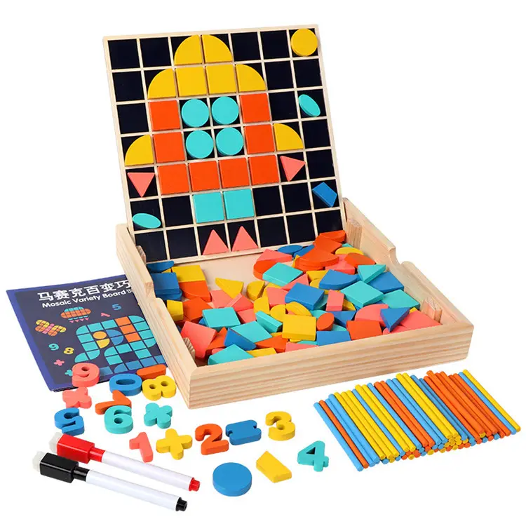 Kreative Kinder Intellektuelle Entwicklung Puzzle Spielzeug Heiße neue Multifunktions-Holz mosaik Variety Board Tangram Puzzle