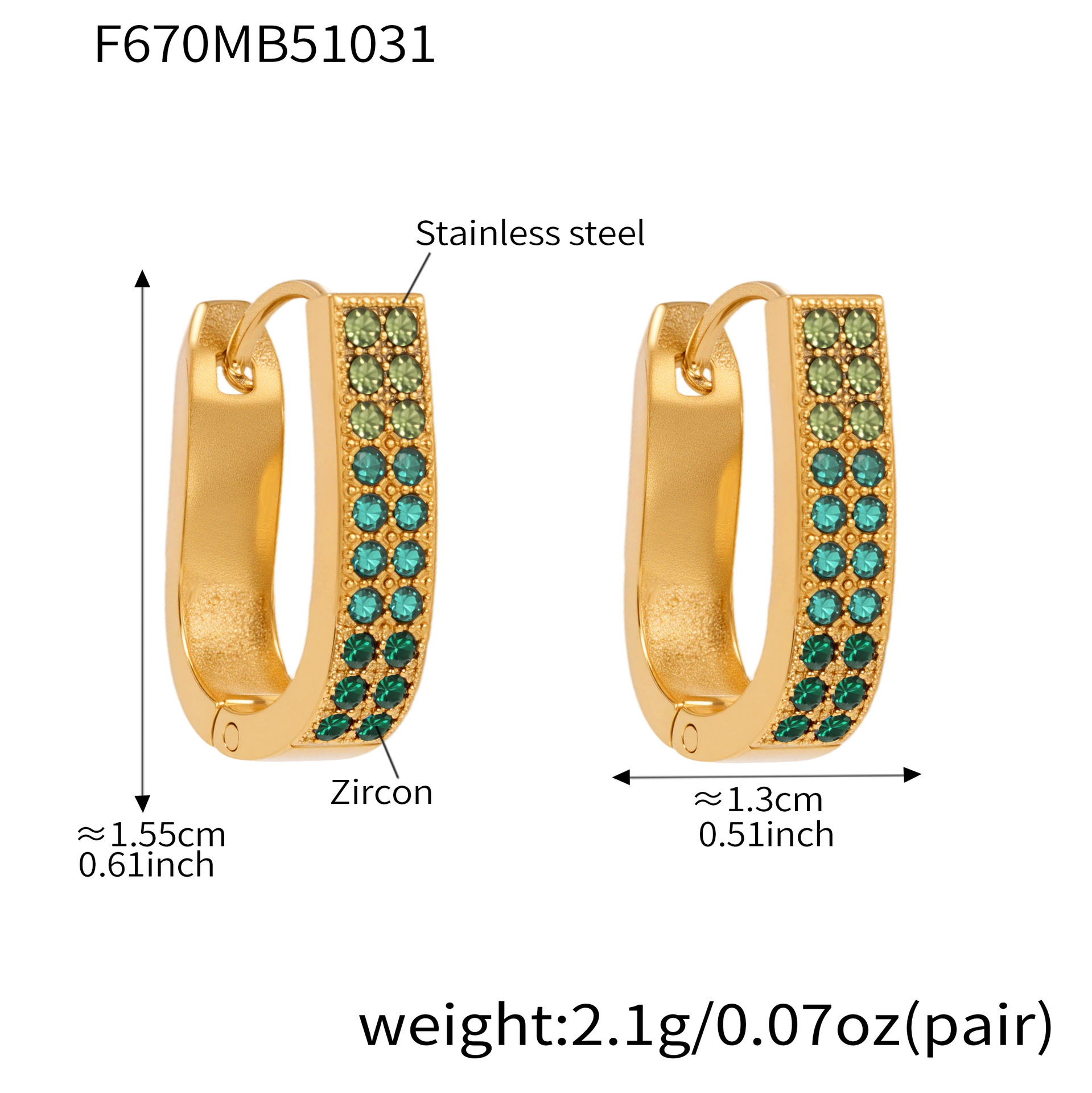 ต่างหูเซอร์คอนสีเขียว F670