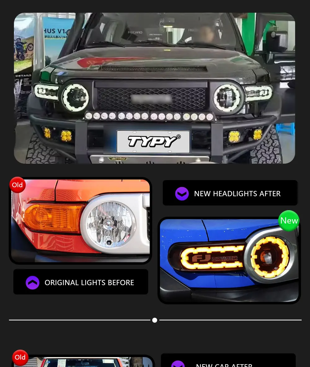 TYPY車用ライトトヨタFJクルーザーヘッドライト2007-2024 LEDプロ