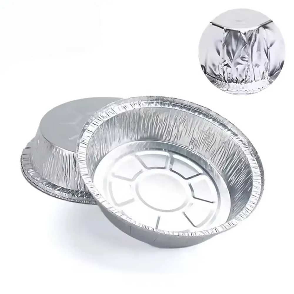 OEM LOGO Food Packaging Disposable Round Food Foil Baking Pans Tray Aluminum Foil Containers