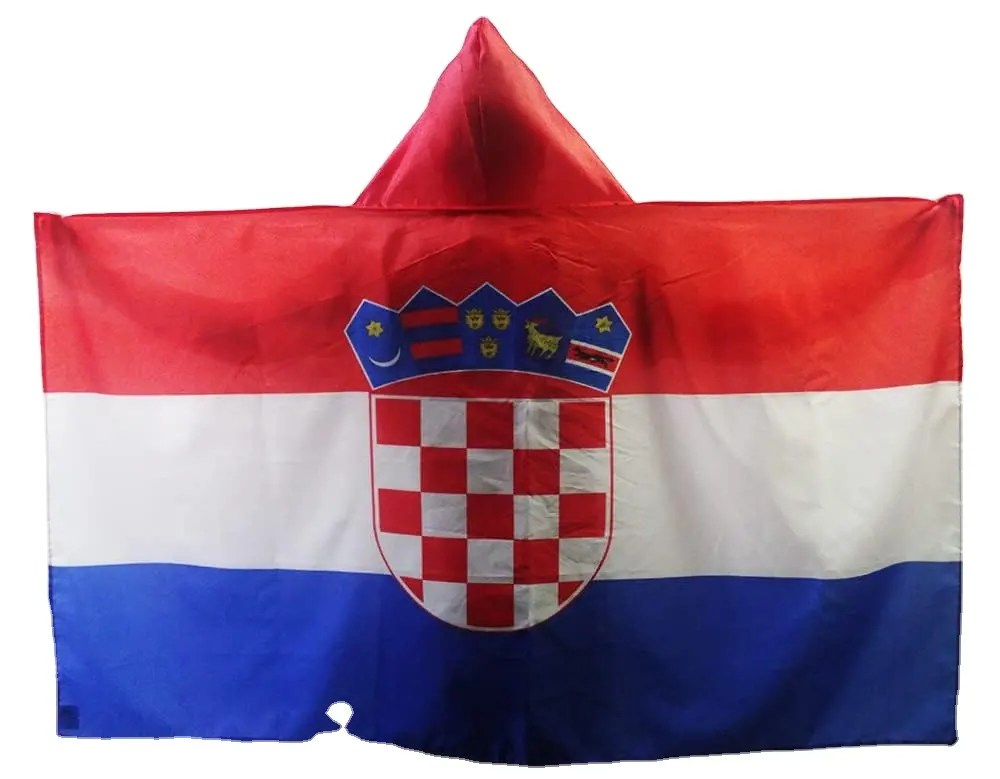 Wholesale Customization Logo 3x5ft Other Size Football Fans Waterproof Polyester Pattern Printing Croatia Body Flag With Hood