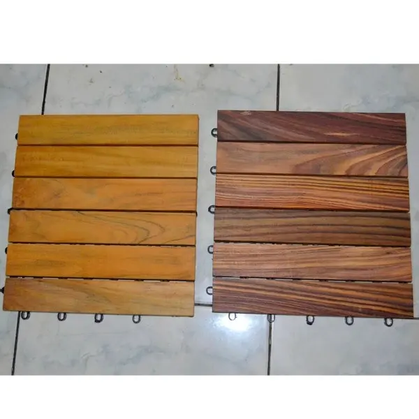 Teak Garden Tiles With Plastic Base Acacia Wood Bangkirai Wood Depend on Order 2