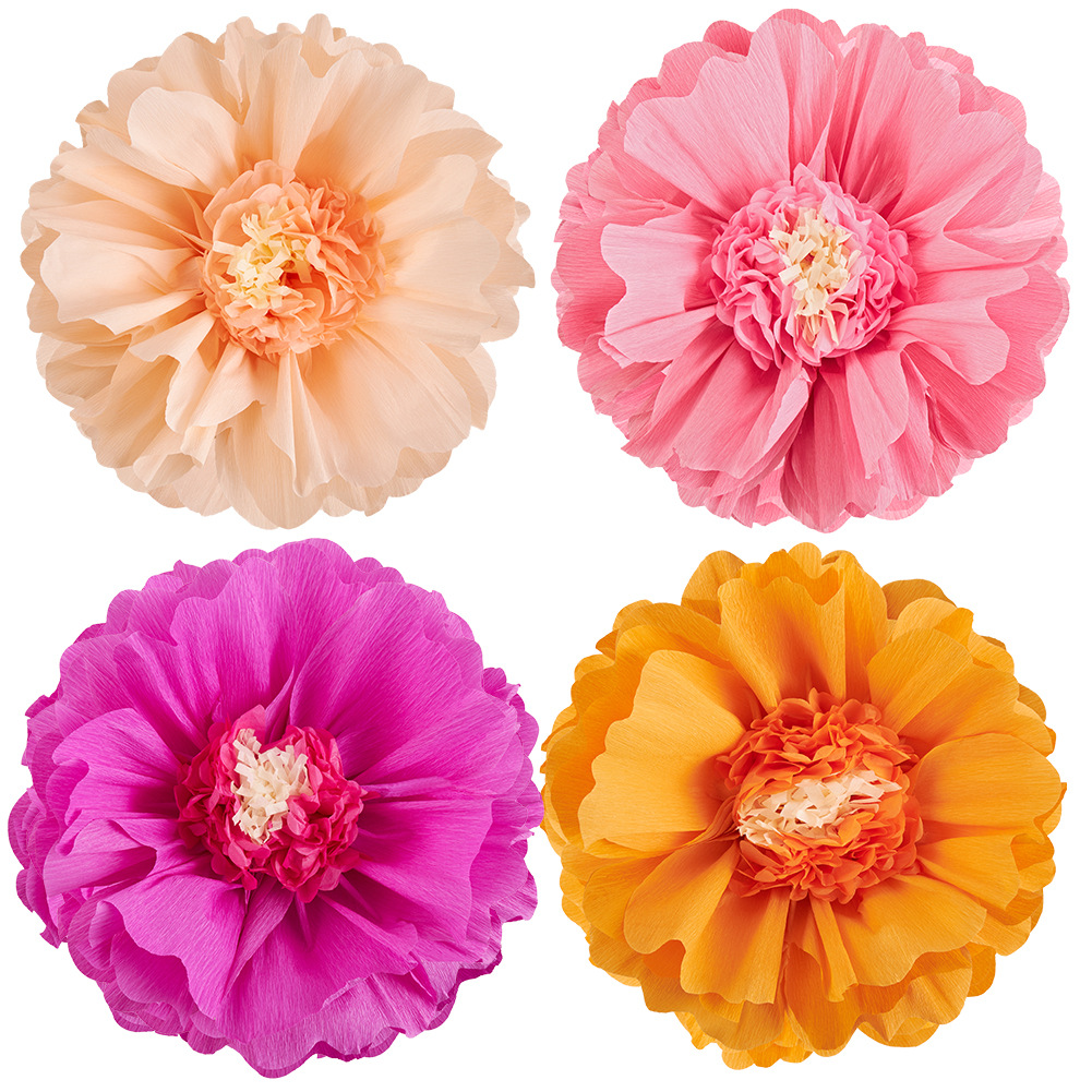 Ensemble 4 pièces série rose fleurs en papier
