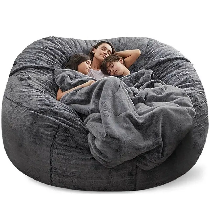 7Ft Big No Fillers Indoor Large Lazy Sofa Lounger Bean Bags Bed Couch Cover Giant Bean Bag Sofa Chair for Adult Kids No Filling