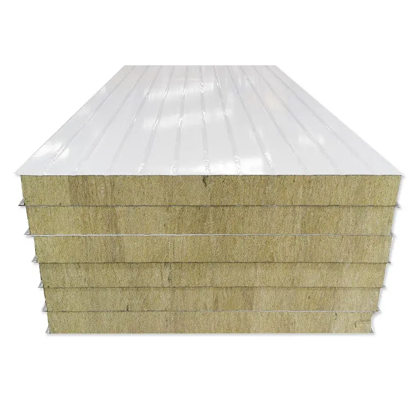 Panneau de salle blanche Panneaux muraux ignifuges à haute densité en laine de roche Panneau de toiture sandwich