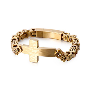 Mới nhất của nam giới thép không gỉ cong <span class=keywords><strong>Christ</strong></span> chữ thập Chunky byzantine Chain Bangles Vòng đeo tay cho nam giới - Product Image 1
