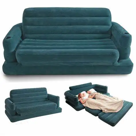 Sofá cama plegable multifuncional, cama inflable de tamaño Queen, flocado verde, sofá cama multifuncional OEM personalizado