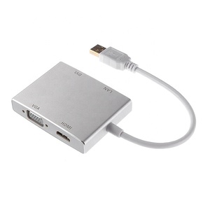 Adaptador 4 en 1 USB a Video HDMI VGA DVI RJ45 Ethernet Convertidor para múltiples monitores y Windows 7 8 10 y Mac OS X, etc.