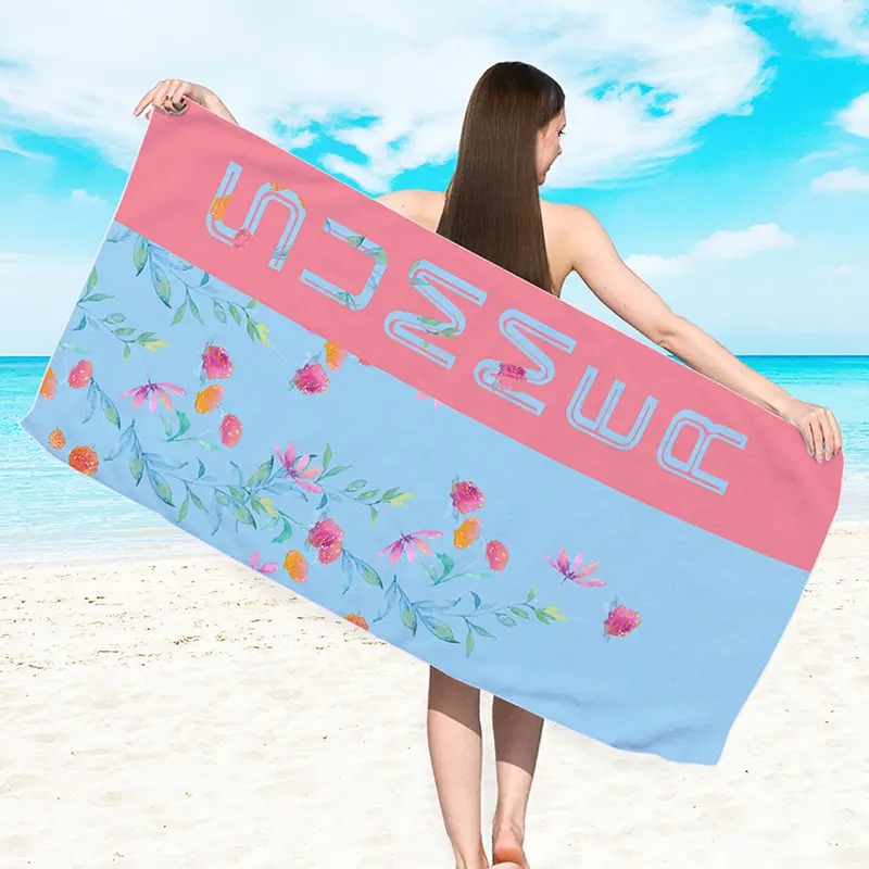 LISO منشفة للشاطئ مايكروفايبر تيري مزدوجة الأوجه مطبوعة بالجملة مقاومة للرمال سريعة الجفاف منشفة للشاطئ للبالغين