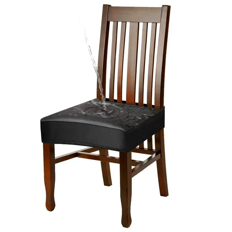 Color sólido impermeable de fácil ajuste elástico Silla de comedor asiento cubierta muebles Protector