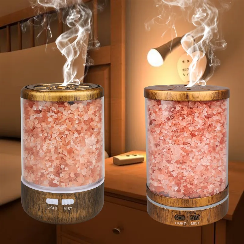 Lámpara de sal de cristal del Himalaya para el hogar, máquina humidificadora de aroma de aromaterapia, difusor de aire de aroma de aceite esencial ultrasónico eléctrico