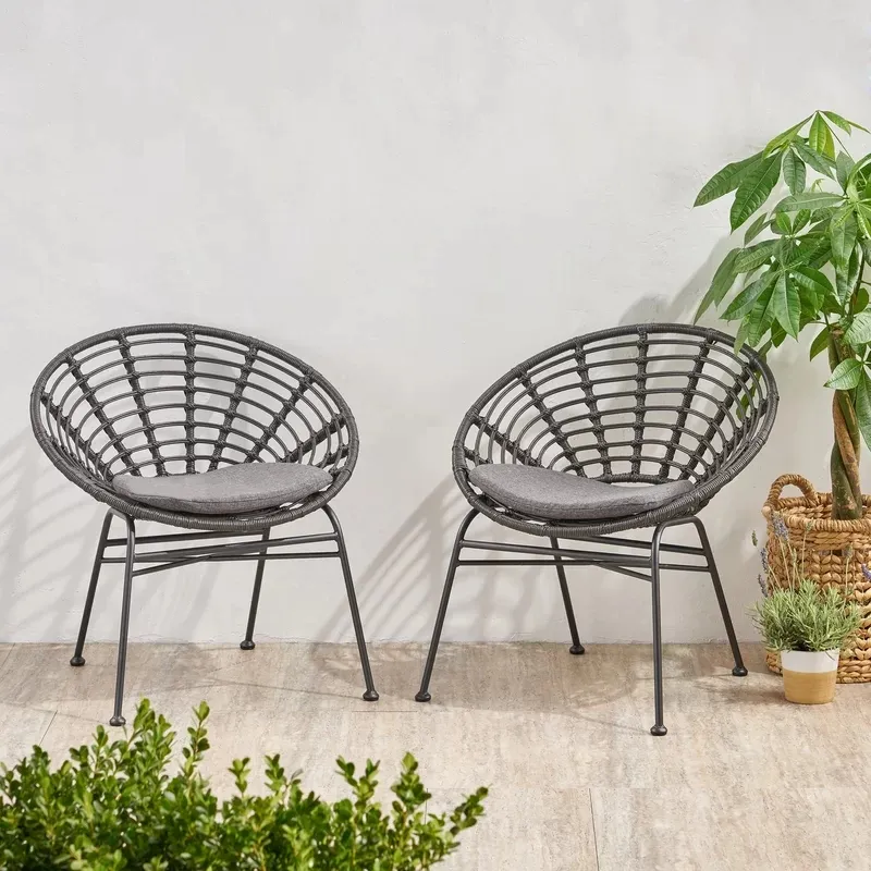 Outdoor Leisure Rattan Egg Chair Steel Cane Weaving Modern Dining Chairs Foshan Factory Wicker Table chair