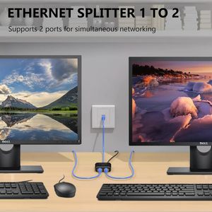 Ethernet <strong>Splitter</strong> <strong>1</strong> in <strong>2</strong> Out High-Speed 1000Mbps Network <strong>Splitter</strong> [<strong>2</strong> Devices Share Network] RJ45 LAN <strong>Splitter</strong> Adapter
