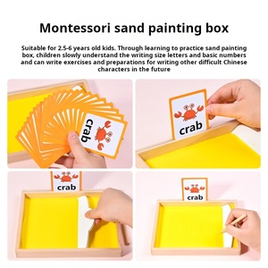 Wooden Children's Montessori Sand Table Sand Painting and Scraping Sandbox Learning to <strong>Write</strong> and Practice Calligraphy Puzzle <strong>Toy</strong> - Product Image 2