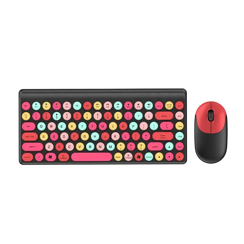 OEM मिनी 86 चाबियाँ वायरलेस कीबोर्ड 2.4G माउस कॉम्बो चॉकलेट कुंजी कप रिचार्जेबल सेट प्यारा रंगीन टाइपराइटर कार्यालय गेमिंग पीसी