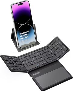 Slim Portable Travel Pocket-Sized Wireless <strong>Keyboard</strong> Foldable <strong>Bluetooth</strong> <strong>Keyboard</strong> <strong>with</strong> Large Touchpad <strong>Numeric</strong> <strong>Keypad</strong>