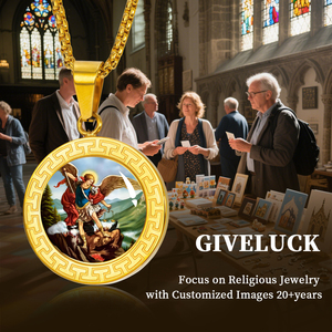 Giveluck Saint Michael Các Tổng lãnh thiên thần 18K mạ vàng thép không gỉ Christian Mặt dây chuyền bùa hộ mệnh cho nam giới và phụ nữ - Product Image 6
