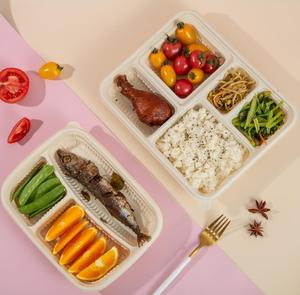 食用容器1300ml生分解性コーンスターチ使い捨てランチボックス3コンパートメント加熱可能な機能付き - Product Image 2