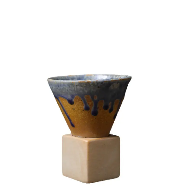 日本のラフ陶器マグクリエイティブセラミックカップセラミックレトロコーヒーカップマグパーティーコンテンポラリーコーンシェイプコーヒーマグ200ml