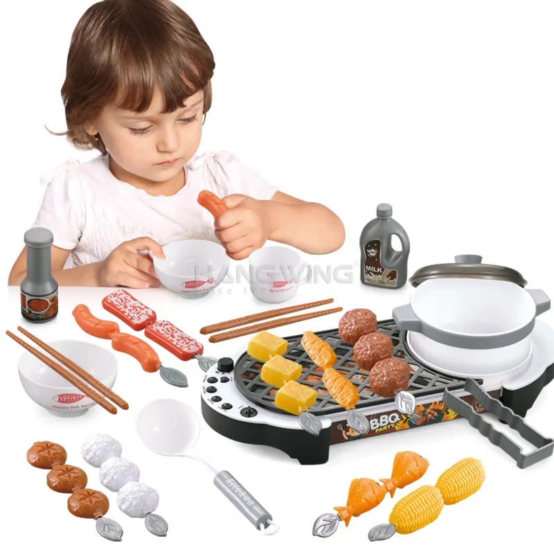 HW prescolare fingere di giocare a casa per bambini giocattoli da cucina per ragazze Set di simulazione Spray anatra mandarino pentola barbecue Grill