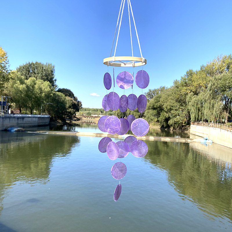 Purple disc shell wind chime