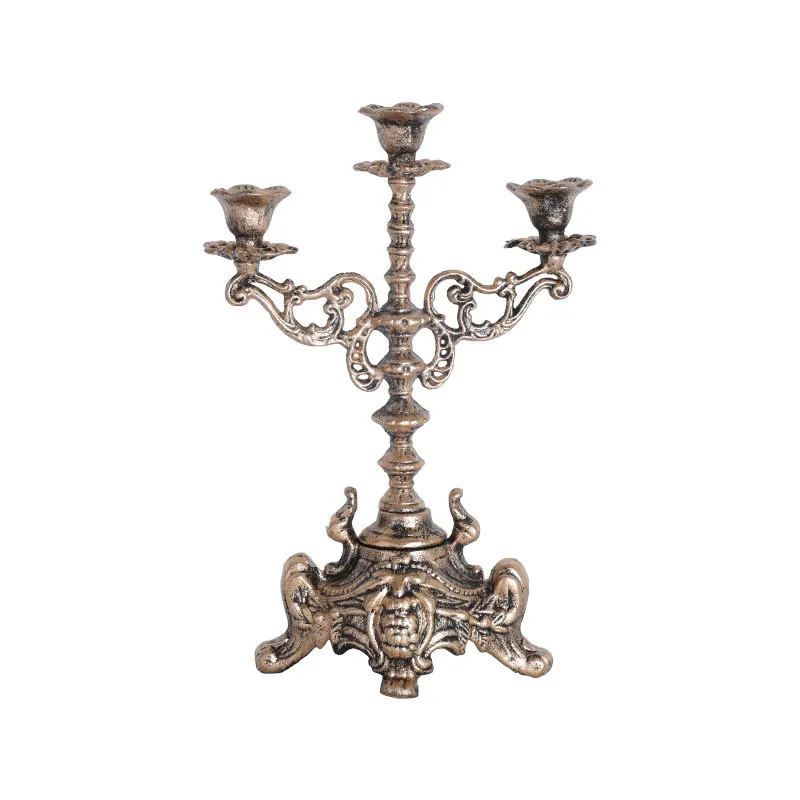 Candelabro de cinco cabezas de tres cabezas de estilo americano, candelabro vintage de hierro fundido, adornos de Decoración de mesa