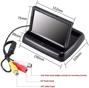 Monitor universal para coche, pantalla TFT LCD de 12V, ventosa de 2 canales RCA para cámara de respaldo, Vista frontal/trasera, 4,3 - Product Image 2