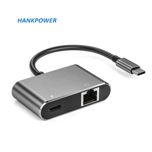 Aluminum Alloy Cover USB <strong>Type</strong> C PD 3.0 Female+ RJ45 1000Mbps to USB-C 2IN1 Ethernet Adapter - Product Image 3