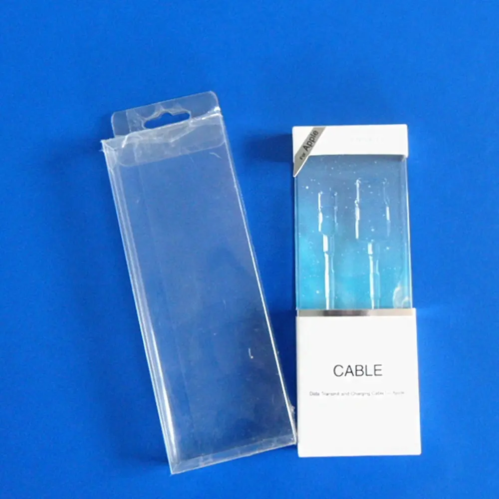 Acetato personalizado dobrável claro carregamento cabo embalagem plástica caixa para eletrônica