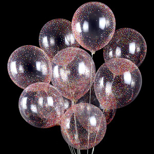 Lateks balon 12 inç lateks Glitter balon seti popüler doğum günü partisi dekorasyon şeffaf kağıt artıkları balon
