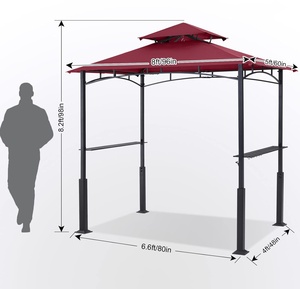 PIOEN 8'x 5' Grill Outdoor BBQ Gazebo Shelter with LED Light <strong>Patio</strong> Canopy Tent for Barbecue Leg <strong>Plus</strong> Style, Burgundy - Product Image 5