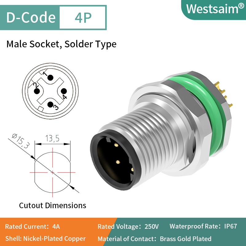 M12-D-4P male PG9