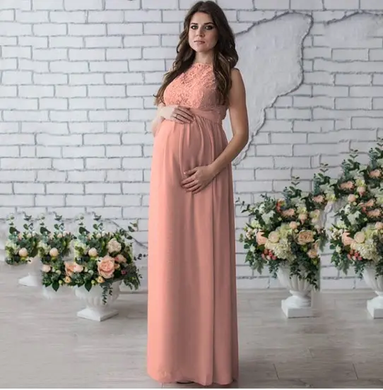 Commercio all'ingrosso senza maniche in pizzo gravidanza vestiti di maternità servizio fotografico abiti da sera vestiti da partito