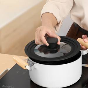 Phổ Silicone thay thế Pan Nắp phù hợp với 10 "11" 12 "12" đường kính đồ nấu nướng nồi chiên gang Tempered Glass Nắp - Product Image 2