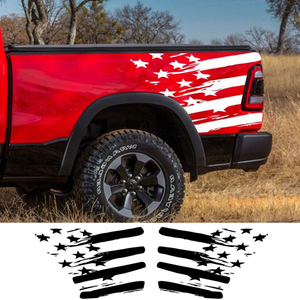 สติกเกอร์ข้างเตียงท้ายรถลายธงชาติอเมริกันรูปลอกไวนิลสำหรับ Dodge Toyota อุปกรณ์ปรับแต่งรถ - Product Image 1