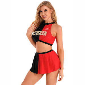 Özel artı boyutu rekabet siyah ve kırmızı uzun kollu süblimasyon Cheer üniforma gençlik amigo Uniformes - Product Image 1