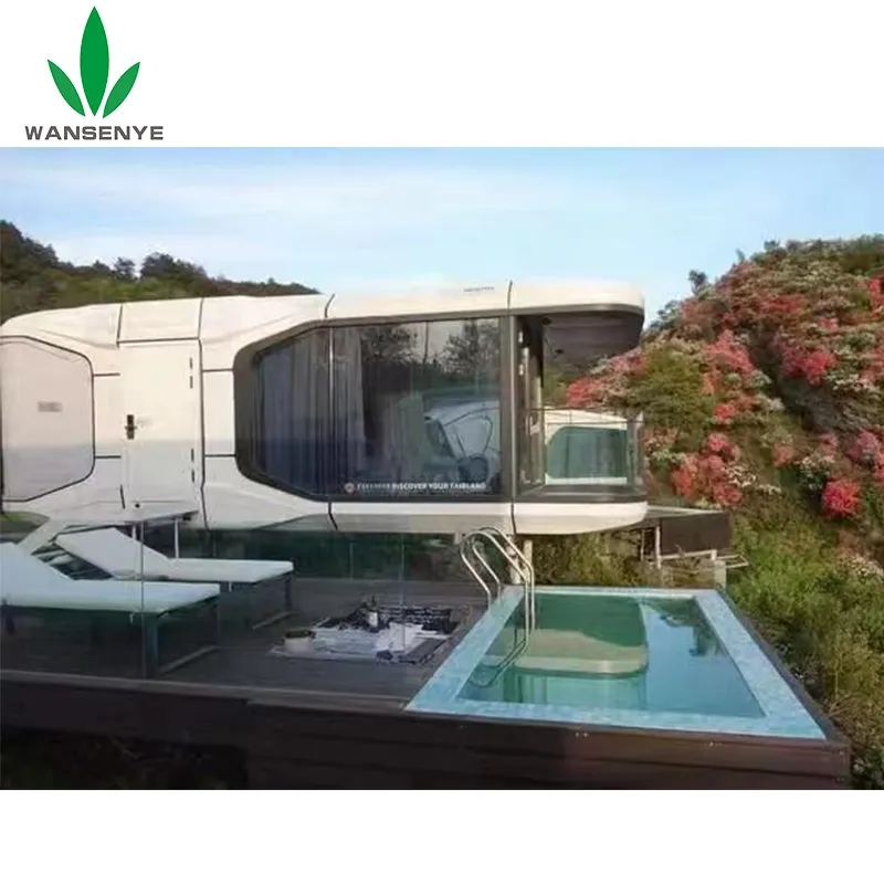 Wangsenye personalizza un Hotel antivento intelligente che costruisce una lussuosa Villa sulla spiaggia e produce una capsula spaziale prefabbricata Mobile