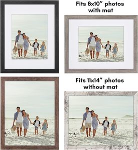 Gallery Wall <strong>Frame</strong> Set Display Picture 11x14 Without Mat or 8x10 with Mat Farmhouse Photo <strong>Frames</strong> for Wall Mounting - Product Image 2