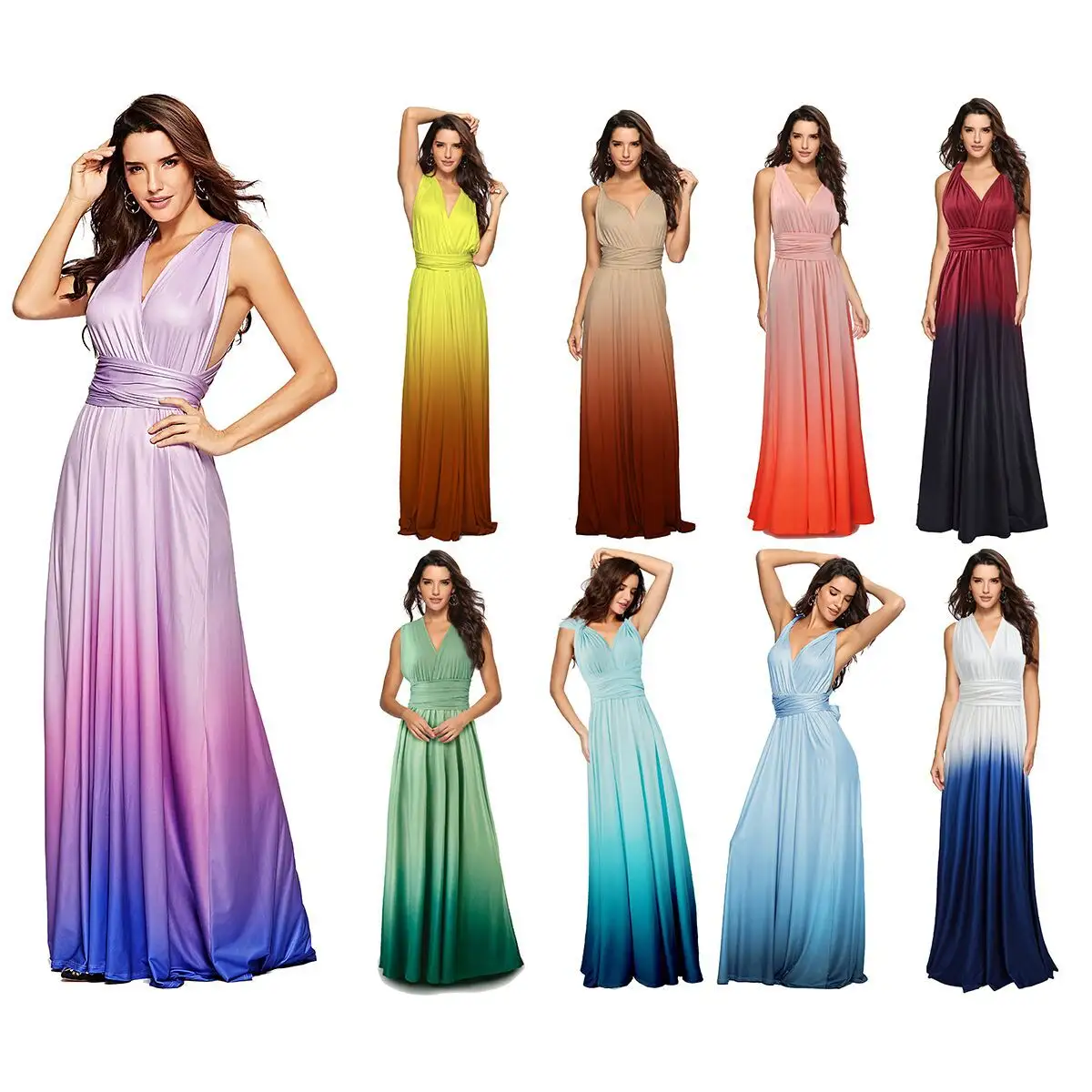 Verano de las mujeres vestidos de noche dama elegante suelto maxi plisado de satén halter vestidos