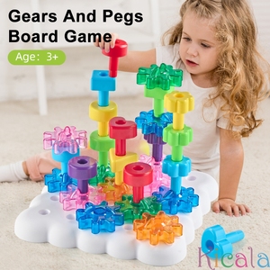 Puzzle DIY Corda Threading Engrenagem Forma Geométrica Blocos de Construção Nails Desktop Empilhamento Le Montessori Ensino Toy