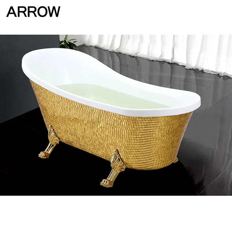 Kraliyet banyo birçok boyutları altın mozaik tasarım küvet Clawfoot ile bacaklar